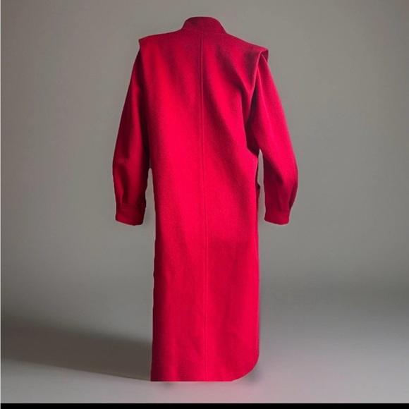 Vintage Red Wool Coat Petite M/L Double Breasted Midi Made In USA 80s 90s - Picture 2 of 14